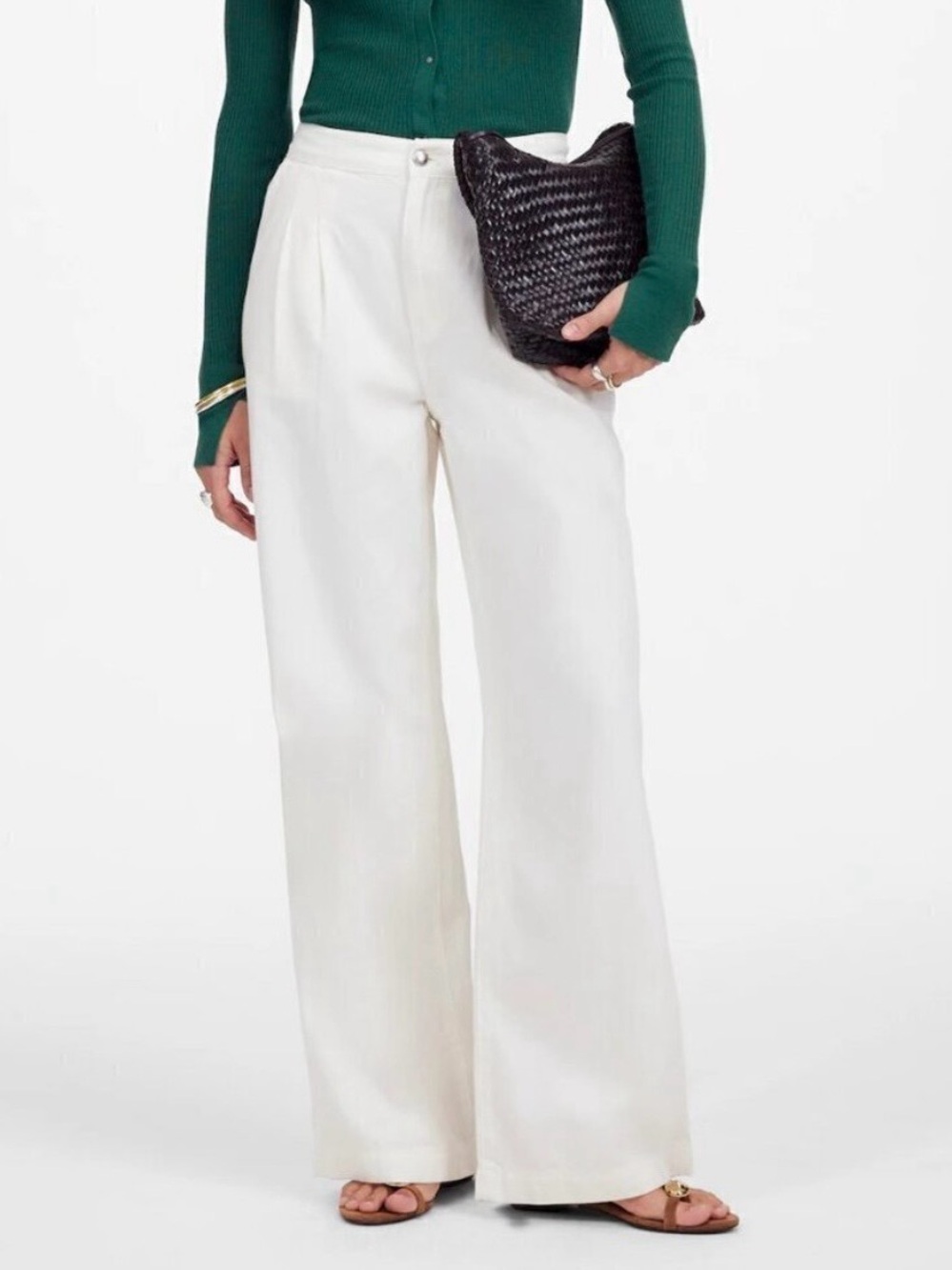 Madewell Cream Wide-Leg High-Rise Trousers